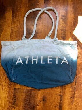 Athleta Ombre Teal-to-Light Blue Canvas Tote